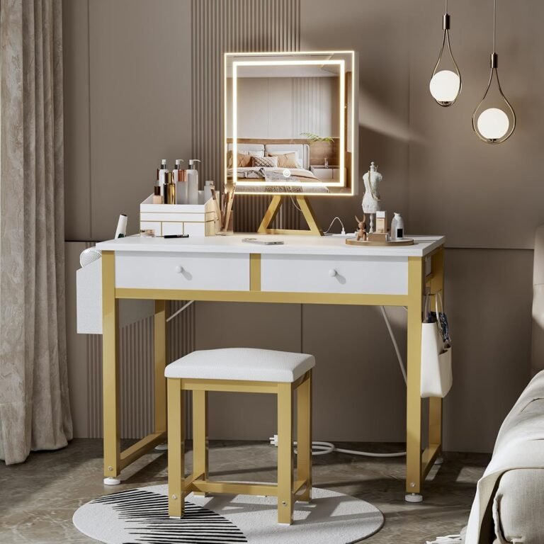 Lufeiya Small Makeup Vanity Desk with Mirror and Light 3 2 Better Home Picks